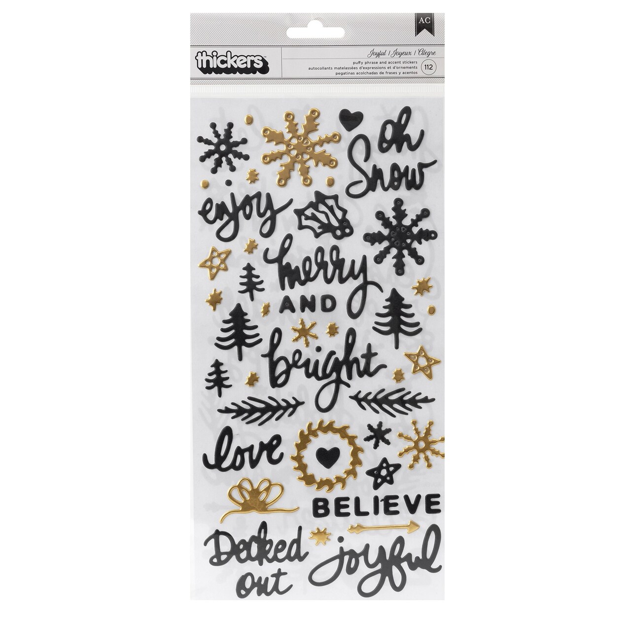 Thickers Vicki Boutin Evergreen & Holly Joyful Phrase Stickers, 112pcs